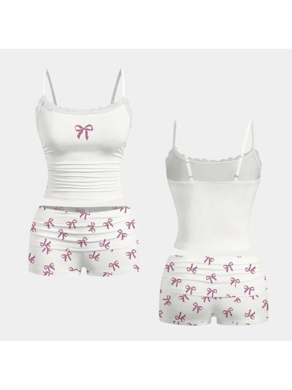 SHEIN Two Piece Sleep Set NEW SMALL Floral Pajamas Booty Shorts Tank Top Leopard